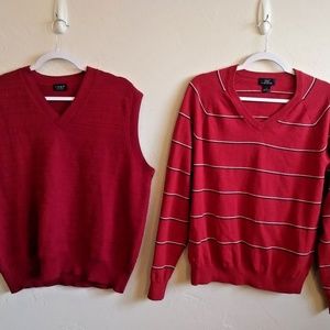 2 Pc Sweater & Vest Brooks Brothers "346" Como Red